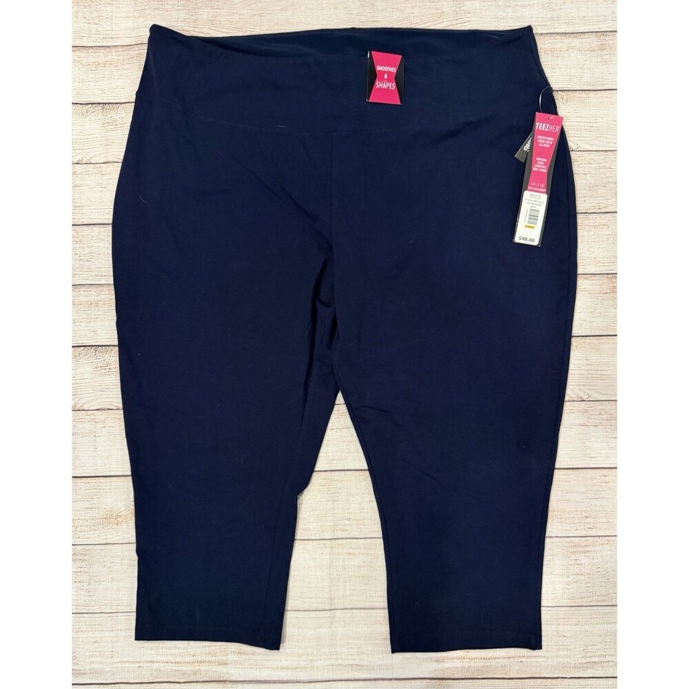NWT Teez-Her Smooths and Shapes Navy Blue Pull on Cotton blend Pants Plus 3X